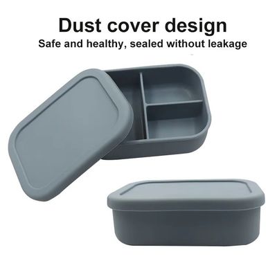 418g Leakproof Kids School Silicone Lunch Box com tampa Eco-friendly e fácil de limpar