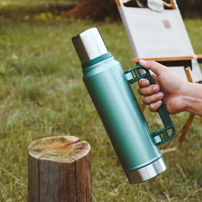 Flasca de água de vácuo de aço inoxidável de grande capacidade de estilo americano termo 1 L com alça