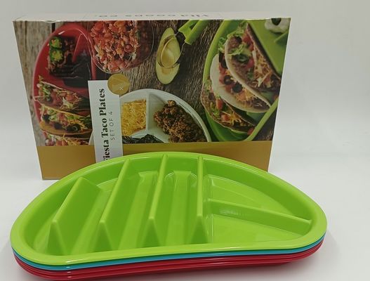 Máquina de lavar louça sustentável, segura, sem BPA, microondas, tacos, pratos de plástico para voltar à escola