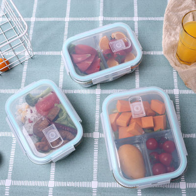 Containers de preparação de refeições de vidro hermético para adultos Caixa de almoço de vidro segura para microondas com tampa