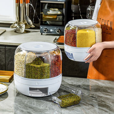 Dispensador de grãos rotativo de 6 grades à prova de umidade com caixa de arroz de logotipo personalizado
