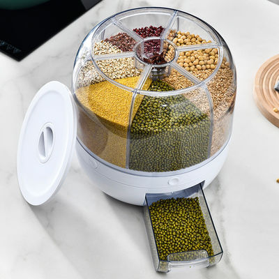 Dispensador de grãos rotativo de 6 grades à prova de umidade com caixa de arroz de logotipo personalizado