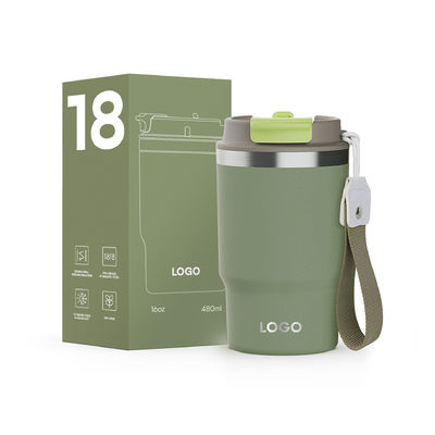 Tubarão de aço inoxidável de 16 oz com cálice de café isolado a vácuo com tampa livre de BPA