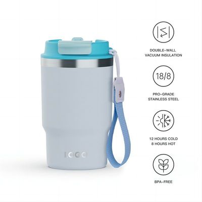Tubarão de aço inoxidável de 16 oz com cálice de café isolado a vácuo com tampa livre de BPA