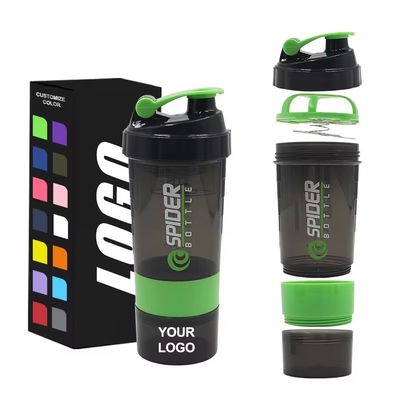 Proof de vazamento 16oz Fitness GYM Esportes Protein Mixes Shaker Botelha com dois compartimentos extras