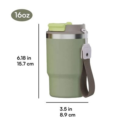 Tubarão de aço inoxidável de 16 oz com cálice de café isolado a vácuo com tampa livre de BPA