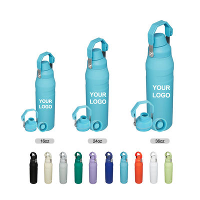 16oz/24oz/36oz Isolamento térmico garrafa de água de aço inoxidável para pó revestido