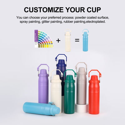 16oz/24oz/36oz Isolamento térmico garrafa de água de aço inoxidável para pó revestido
