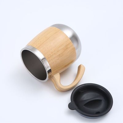 450ml Copo de aço inoxidável de bambu Estilo de design clássico e acessórios para o seu