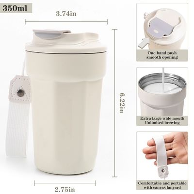 Copo de café de carro moderno de aço inoxidável com isolamento de vácuo perfeito em movimento
