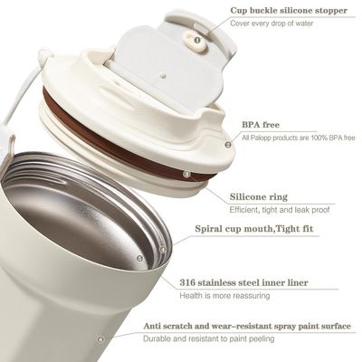 Copo de café de carro moderno de aço inoxidável com isolamento de vácuo perfeito em movimento