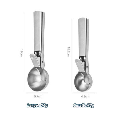 Ferramentas de cozinha Scoop de sorvete de aço inoxidável com logotipo personalizado de gatilho fácil e 4,8 * 18cm