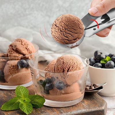 Ferramentas de cozinha Scoop de sorvete de aço inoxidável com logotipo personalizado de gatilho fácil e 4,8 * 18cm
