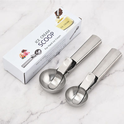 Ferramentas de cozinha Scoop de sorvete de aço inoxidável com logotipo personalizado de gatilho fácil e 4,8 * 18cm