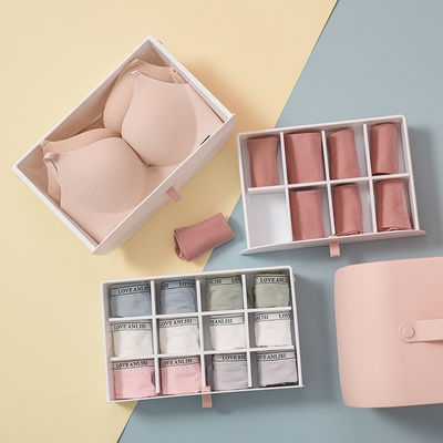 Solução de armazenamento conveniente Caixa de armazenamento de plástico à prova de poeira para roupa interior e meias