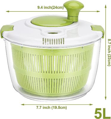 Confortável manuseio 5L Salada grande Spinner Secador de Alface com logotipo personalizado aceitável
