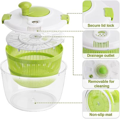 Confortável manuseio 5L Salada grande Spinner Secador de Alface com logotipo personalizado aceitável