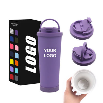 Tumbler isolado de aço inoxidável de palha com revestimento cerâmico e base de silicone