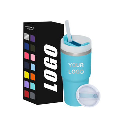 Isolamento térmico 14oz Copo para crianças com palha BPA livre Dupla parede Tubler de aço inoxidável