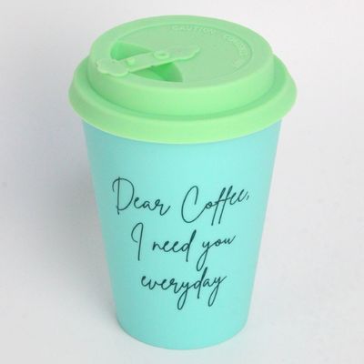 12 oz 350 ml de cálice de café de fibra de bambu reutilizável com tampa Um item de presente ideal