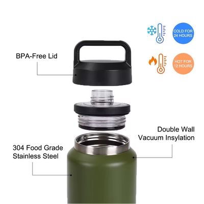 Adultos 18 oz 26 oz 36 oz garrafa de água isolada de parede dupla de aço inoxidável