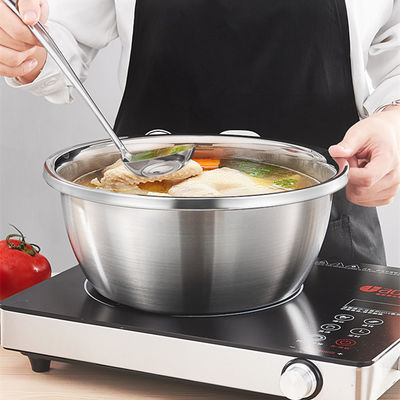 Logotipo personalizado Filé de cozinha versátil 304 aço inoxidável Microporous Colander Rice Washing Bowl Set 550g