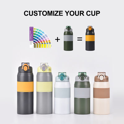Garrafa de água de aço inoxidável isolada personalizada de 600 ml/800 ml com palha e alça portátil
