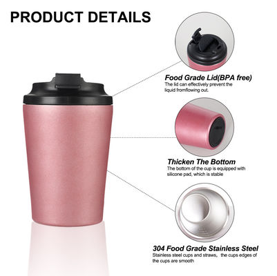 12oz viagem reutilizável caneca de chá de café isolado térmico de aço inoxidável tumbler superior