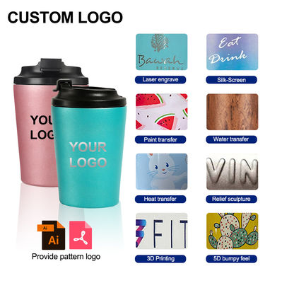 12oz viagem reutilizável caneca de chá de café isolado térmico de aço inoxidável tumbler superior