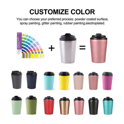 12oz viagem reutilizável caneca de chá de café isolado térmico de aço inoxidável tumbler superior