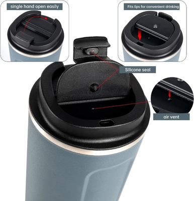 Taça de viagem de aço inoxidável 510ml isolado de vazamento de café aspirador para presentes