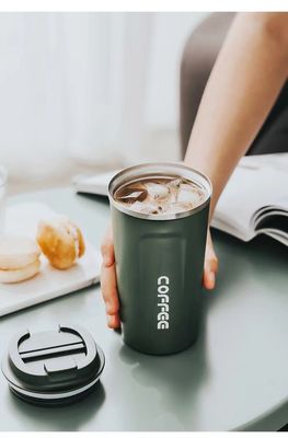 Taça de viagem de aço inoxidável 510ml isolado de vazamento de café aspirador para presentes