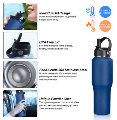 Melhore o teu equipamento de acampamento com esta garrafa de água de aço inoxidável de 32 oz e tampa do cachimbo