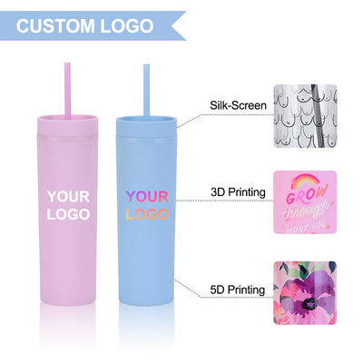 186g de cápsulas de acrílico personalizadas de cores pastel 16oz copos de plástico reutilizáveis com palha