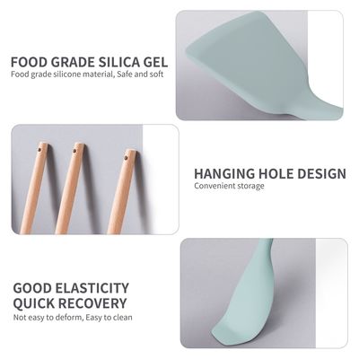 Manilha de madeira de 19 peças de utensílios de cozinha de silicone com balde de armazenamento de tabuleiro de corte