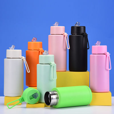 304 de aço inoxidável Eco-friendly 32oz Dupla parede isolada garrafa de água com palha
