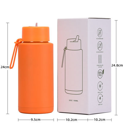 304 de aço inoxidável Eco-friendly 32oz Dupla parede isolada garrafa de água com palha