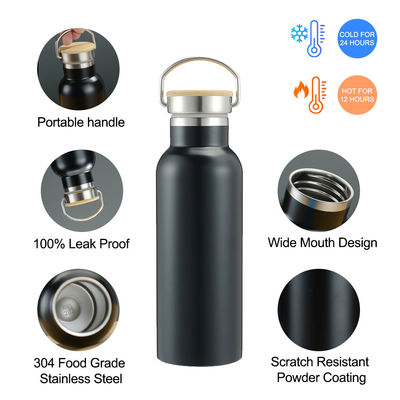 500 ml/750 ml frascos de água isolados a vácuo com aço inoxidável de parede dupla sustentável