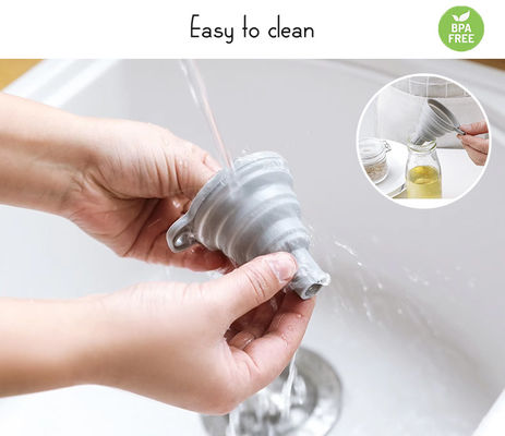 Materiais de qualidade alimentar Cozinha Mini Soft Silicone Retrátil Funnel dobrável