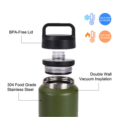 Flasca de água de aço inoxidável de 26 oz grande capacidade de 36 oz parede dupla portavel de 18 oz frascos