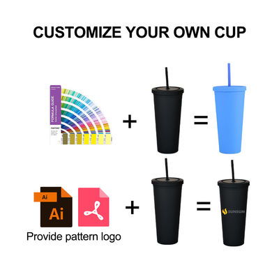 American Style 710ml / 24oz Reutilizável BPA Free Tumblers de plástico com tampas e canudos
