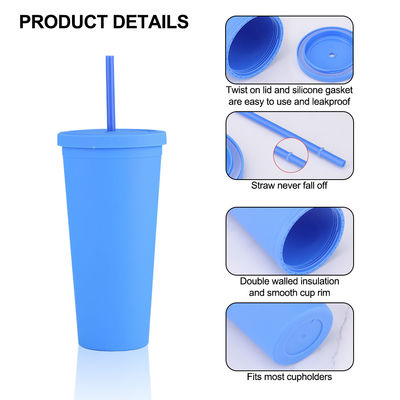 American Style 710ml / 24oz Reutilizável BPA Free Tumblers de plástico com tampas e canudos