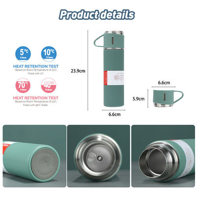 Equipado com revestimento anticorrosivo 500ml de aço inoxidável garrafa de água frasco conjunto de presente