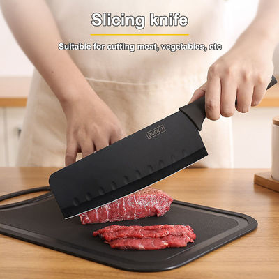 7 peças de aço inoxidável cozinheira faca conjunto com plástico cortar bloco e suportador de placa