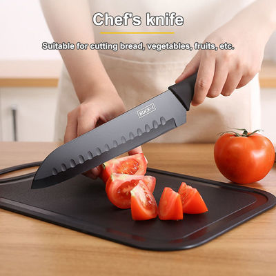 7 peças de aço inoxidável cozinheira faca conjunto com plástico cortar bloco e suportador de placa
