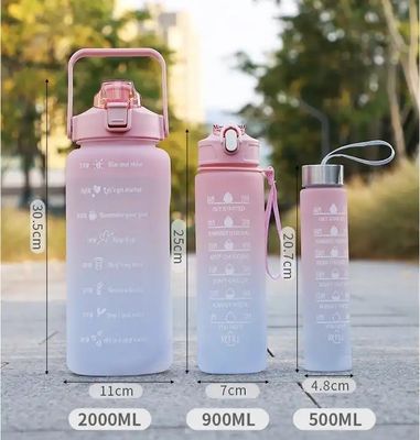 Unisex 3 em 1 Marcador de Tempo Motivacional Cor Gradiente Fota de Água Set 2000ml 900ml 500ml