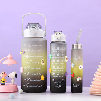 Unisex 3 em 1 Marcador de Tempo Motivacional Cor Gradiente Fota de Água Set 2000ml 900ml 500ml