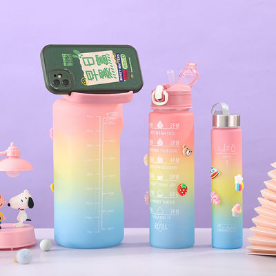 Unisex 3 em 1 Marcador de Tempo Motivacional Cor Gradiente Fota de Água Set 2000ml 900ml 500ml