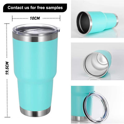 10*19.5CM Logotipo personalizado de aço inoxidável de parede dupla caneca de viagem de café com palha e tampa