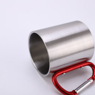 200ml / 300ml Campeamento e viagens aço inoxidável Double Wall Carabiner Mug com alça